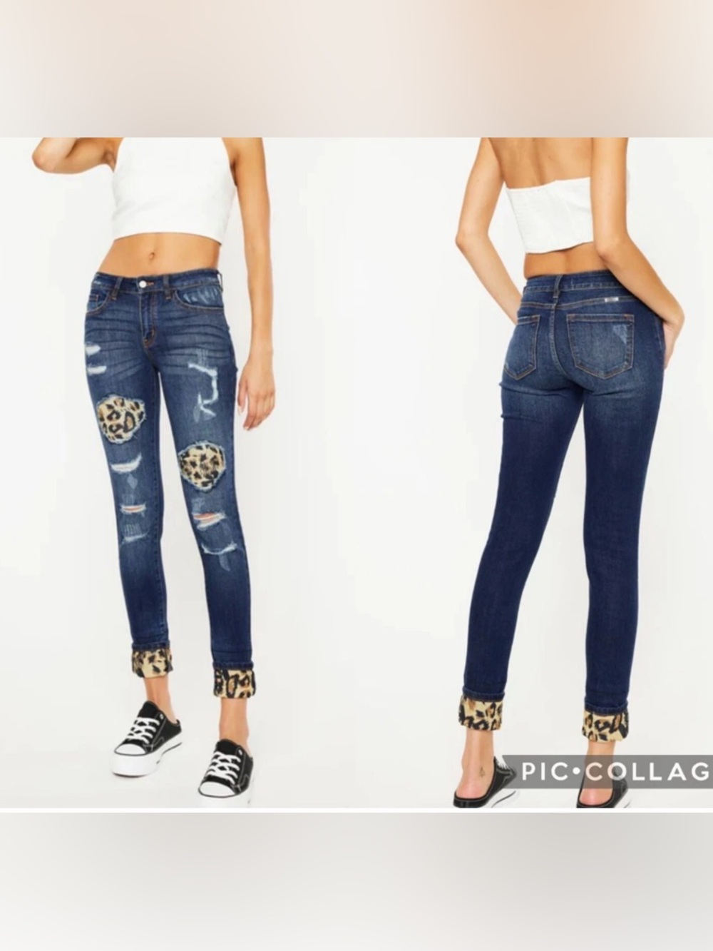 Kancan Vienna Mid Rise Super Skinny Jeans Womens Ankle Leopard Size 11/29